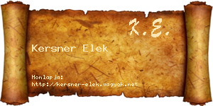 Kersner Elek névjegykártya